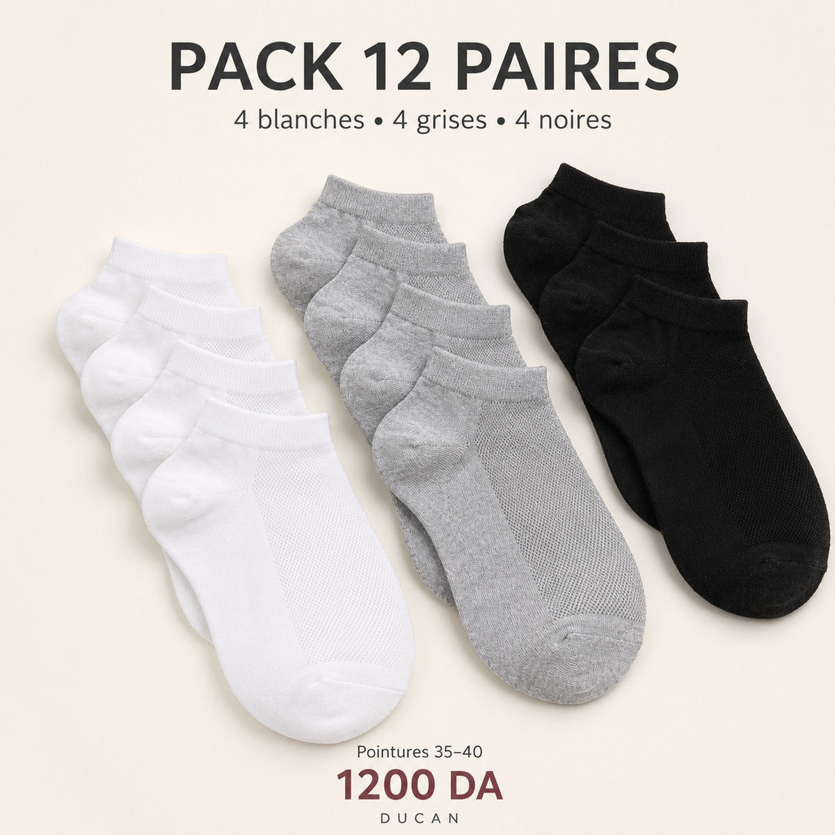 Socquette femme - pack 12 paires